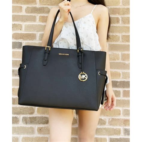 michael kors jet set large black tote|Michael Kors jet set saffiano.